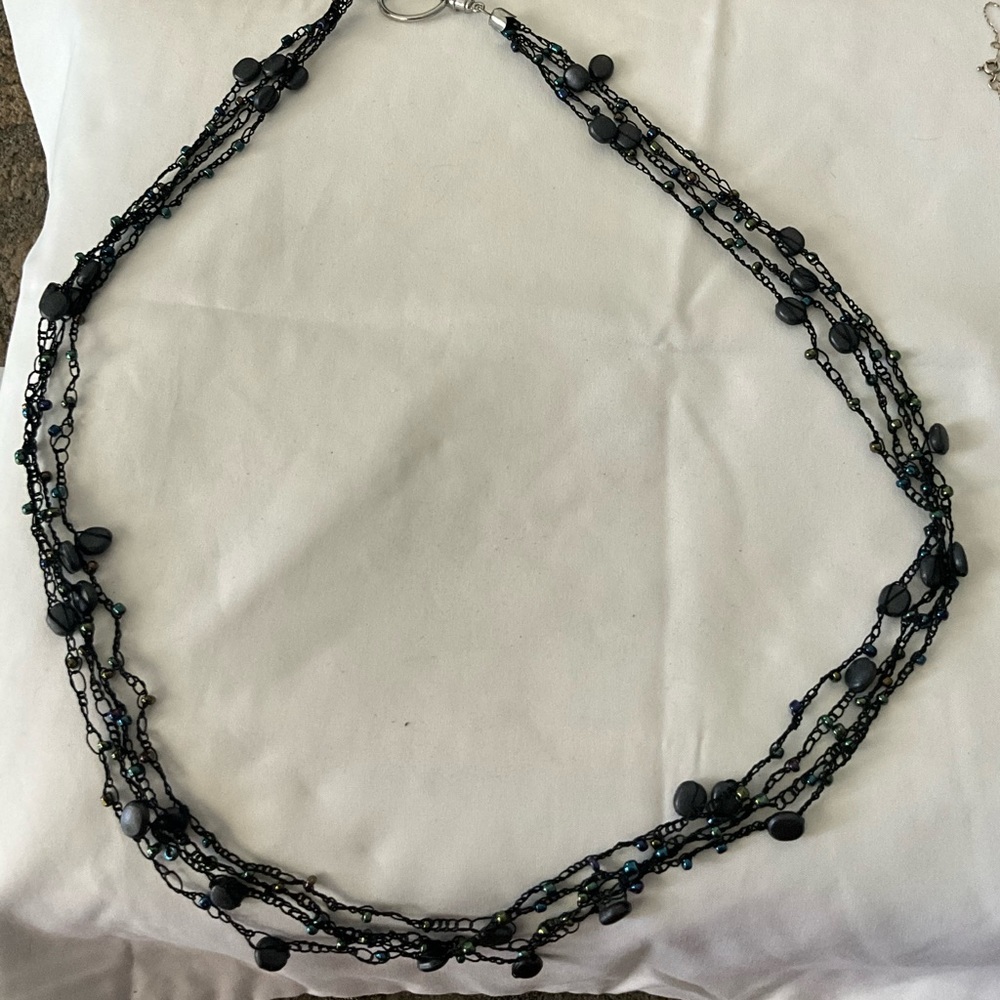 Vintage Black Beaded Necklace
